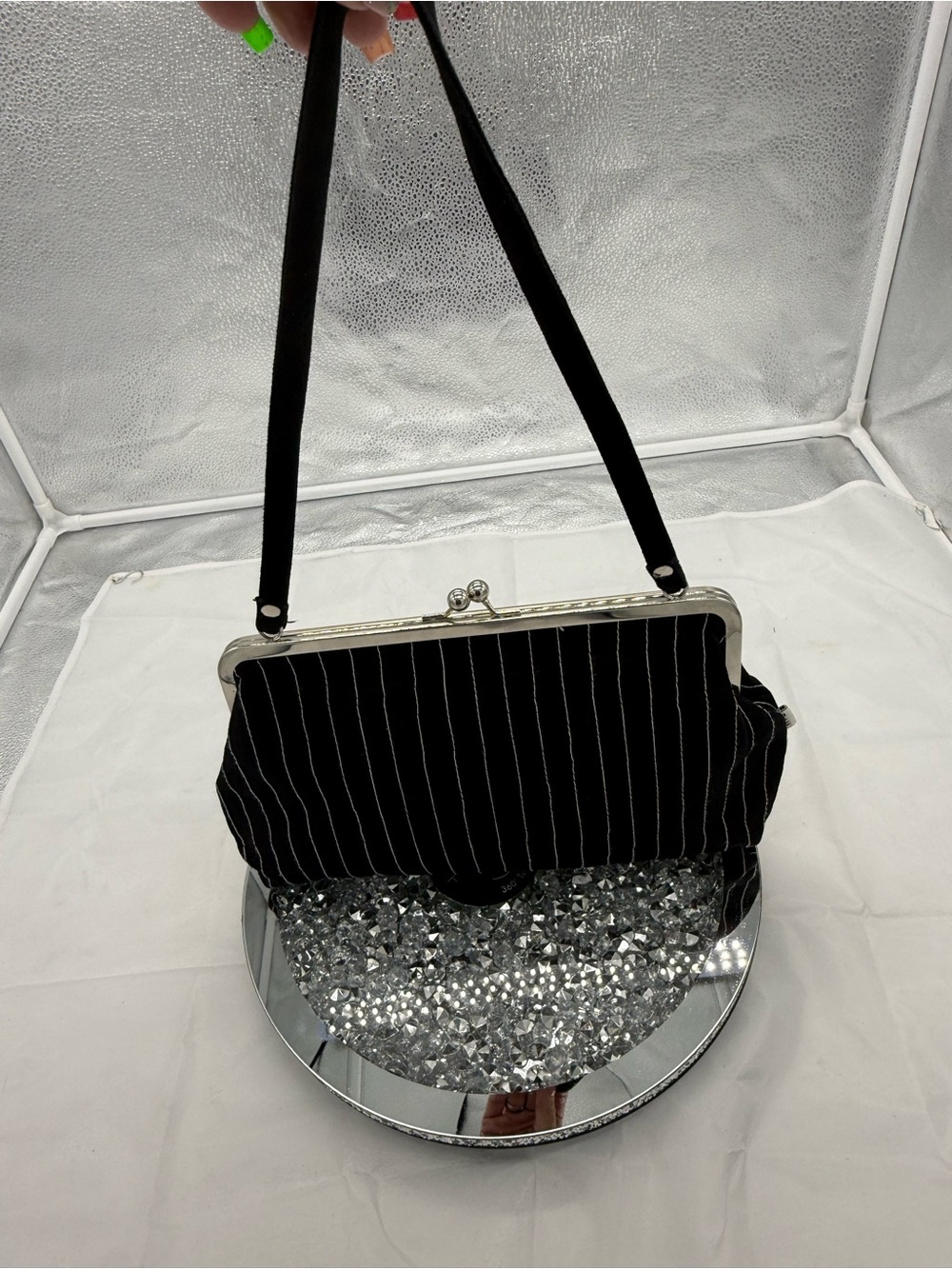 Vintage Paul Frank Black Pinstripe Skull Clutch with Skurvy - Picture 2 of 5